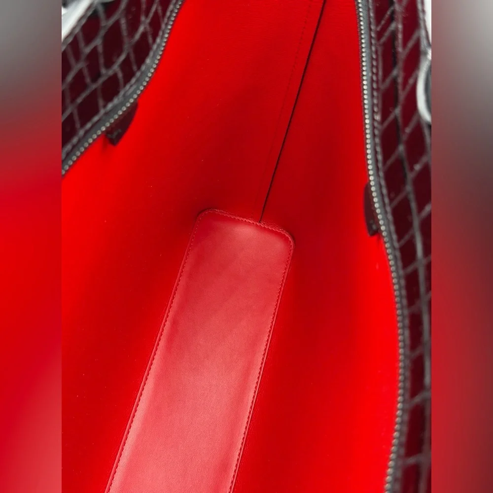 Christian Louboutin Croc Embossed Shiny Leather Tote - Picture 7 of 14